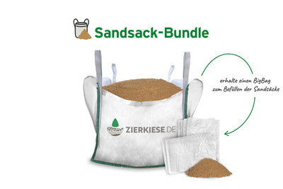 Sandsäcke mit BigBag Rheinsand 0-2 mm -- Hochwasser Bundle - Zierkiese.de